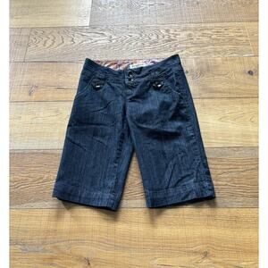 Boom Boom Jeans Dark Wash Denim Bermuda Shorts Cuffed Sz 9 Y2K